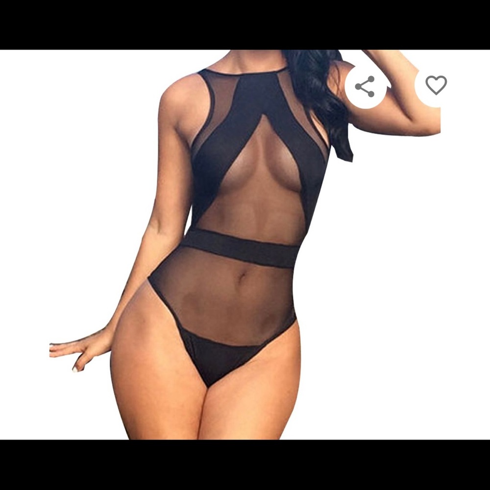 Zeagoo Sexy Black Mesh One Piece Swimsuit